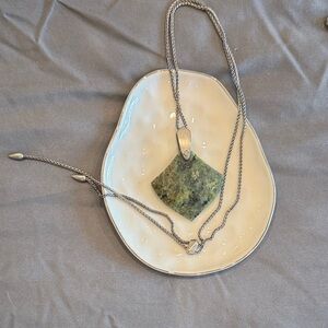 Kendra Scott Green Stone Necklace with Silver Chain